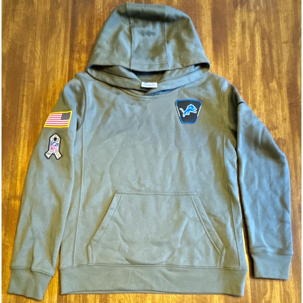 Nike Detroit Lions NFL Football Salute to Service Green Hoodie Youth M 60136